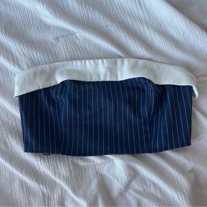 La Hearts Navy and White Strapless Top